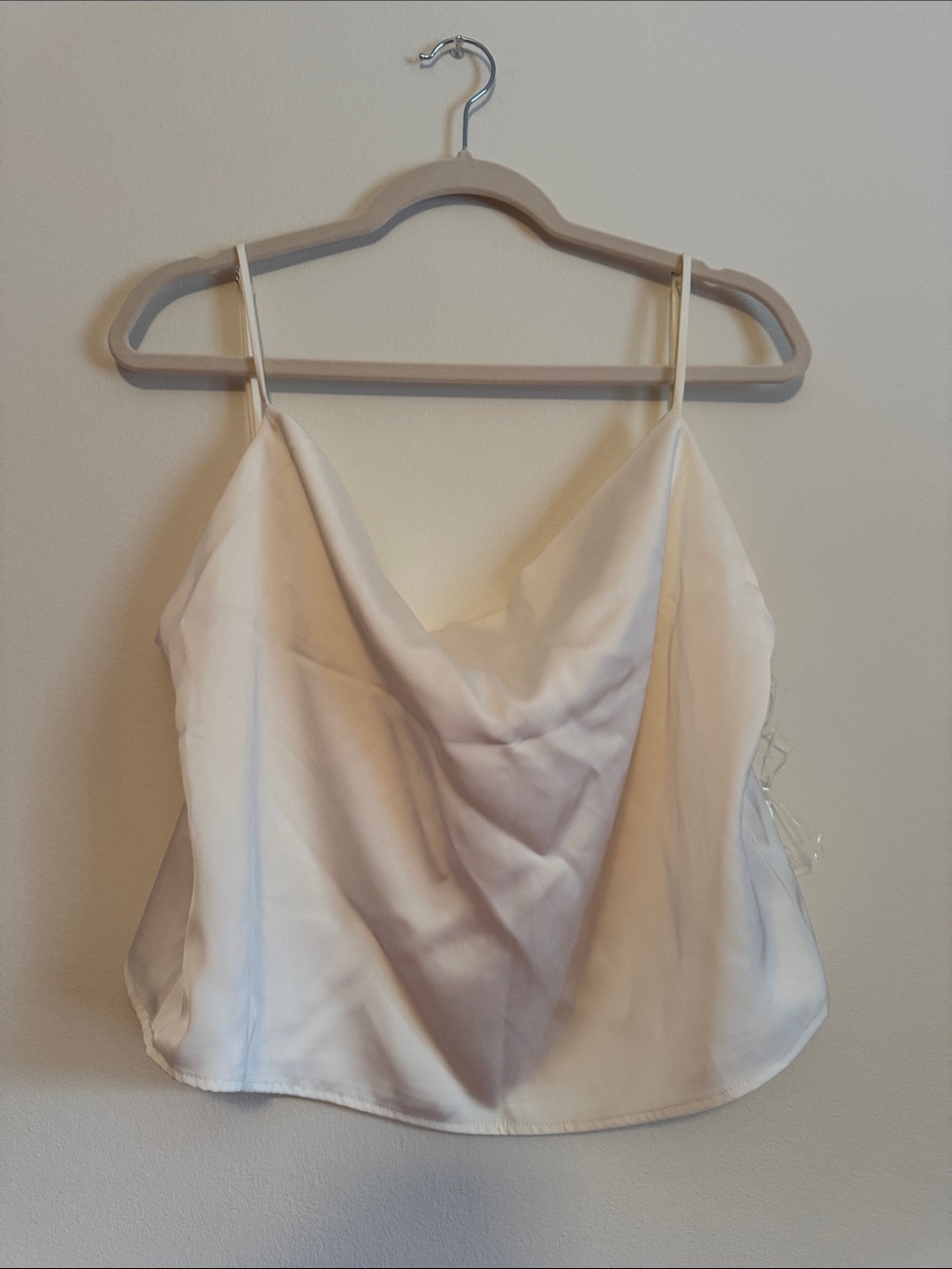 Women's Cream Satin Cowl Neck Camisole Top